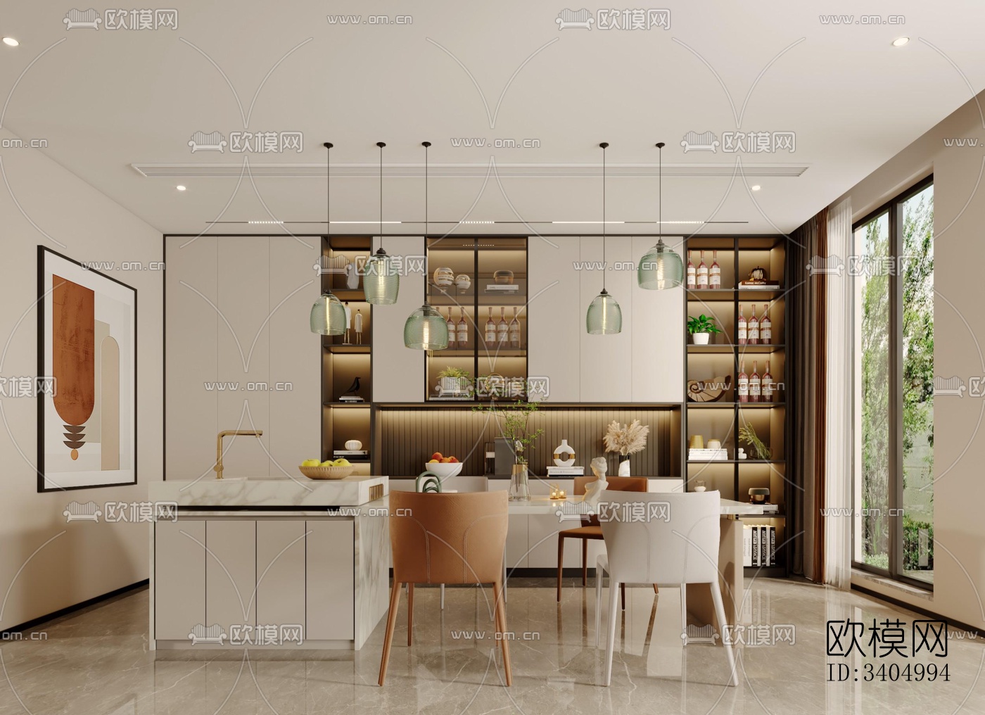 现代大平层效果图下载（渲染图9）