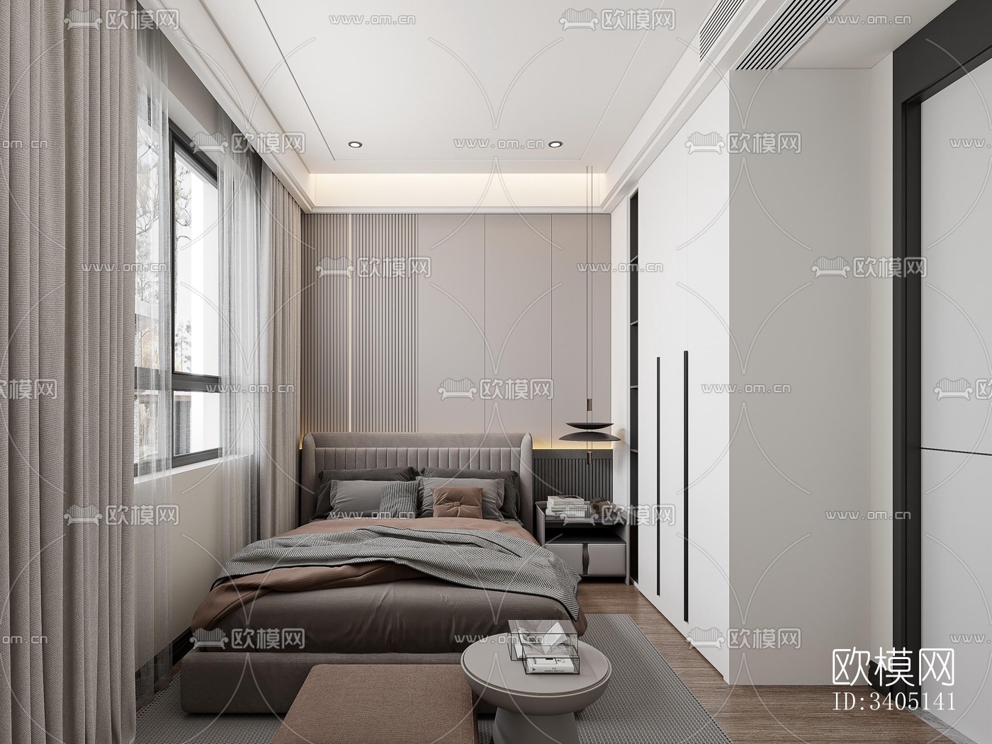 现代大平层效果图下载（渲染图4）