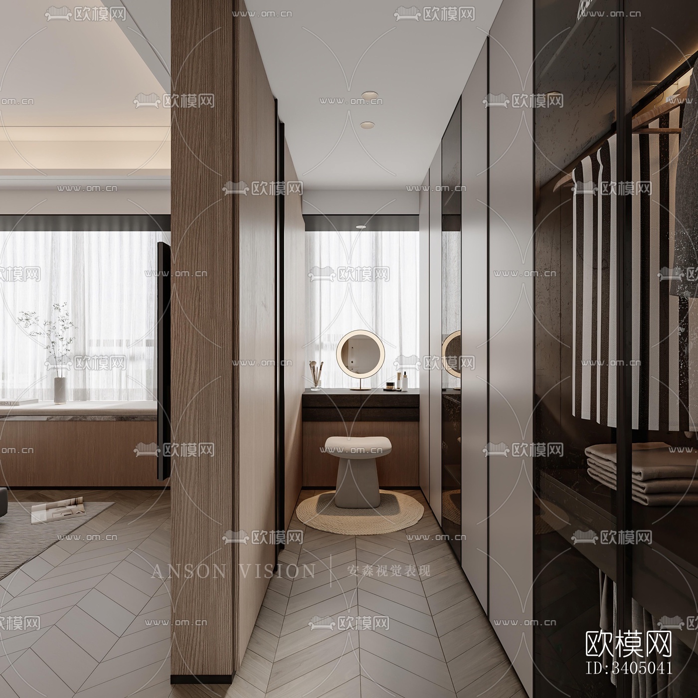 现代大平层效果图下载（渲染图4）