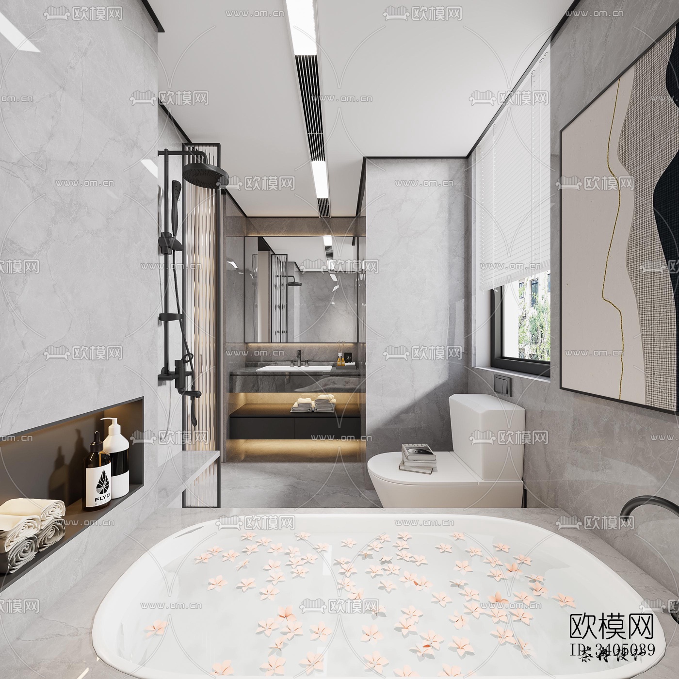 现代大平层效果图下载（渲染图7）