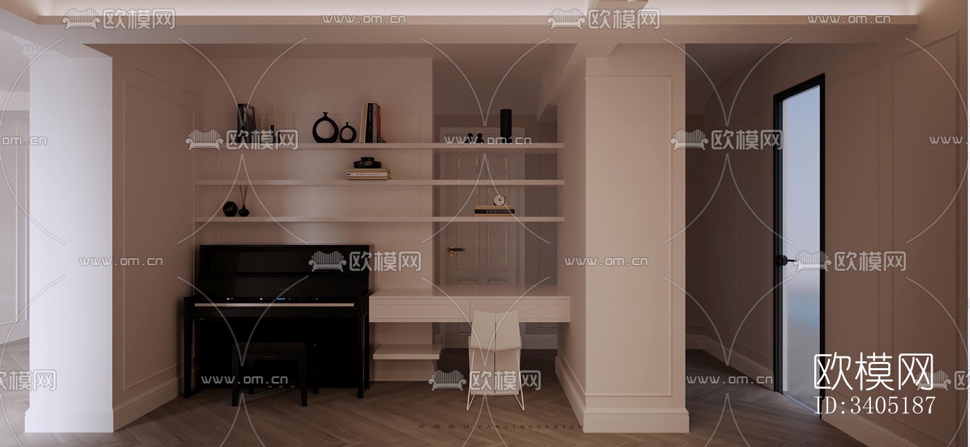 现代大平层效果图下载（渲染图2）