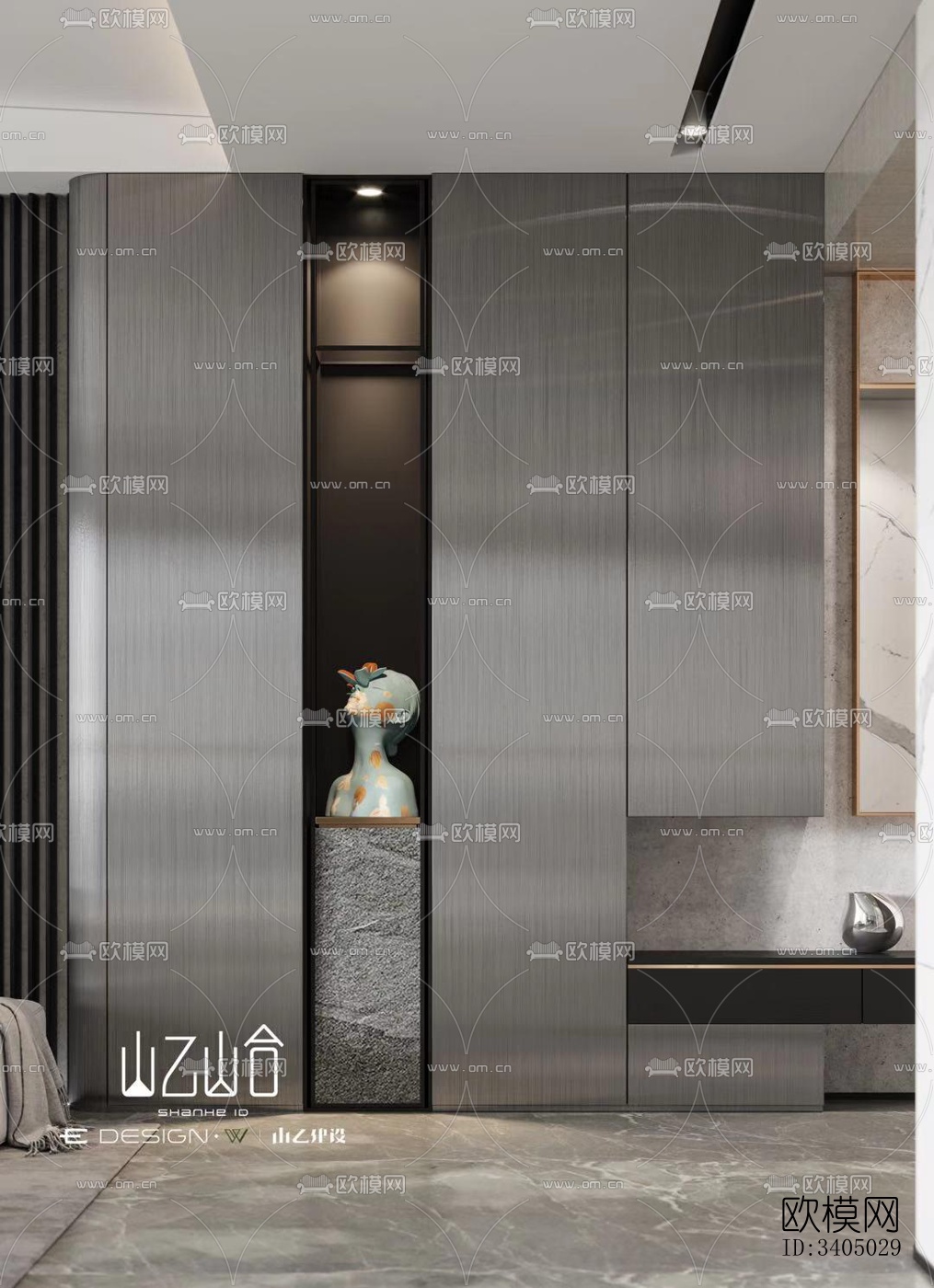 现代大平层效果图下载（渲染图9）