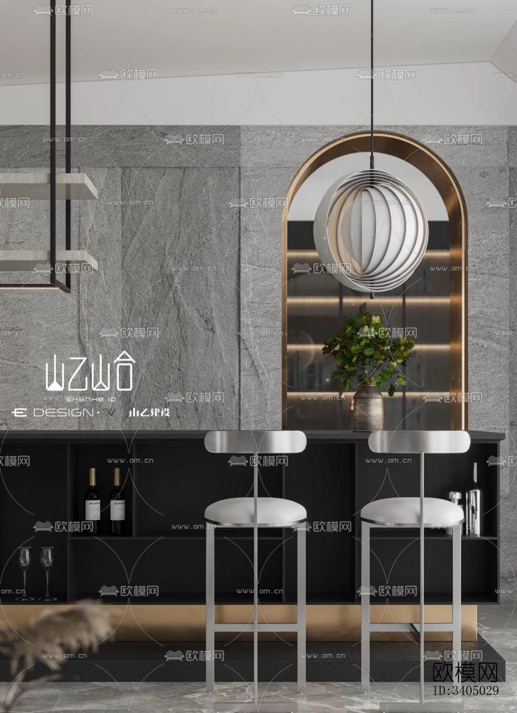 现代大平层效果图下载（渲染图8）