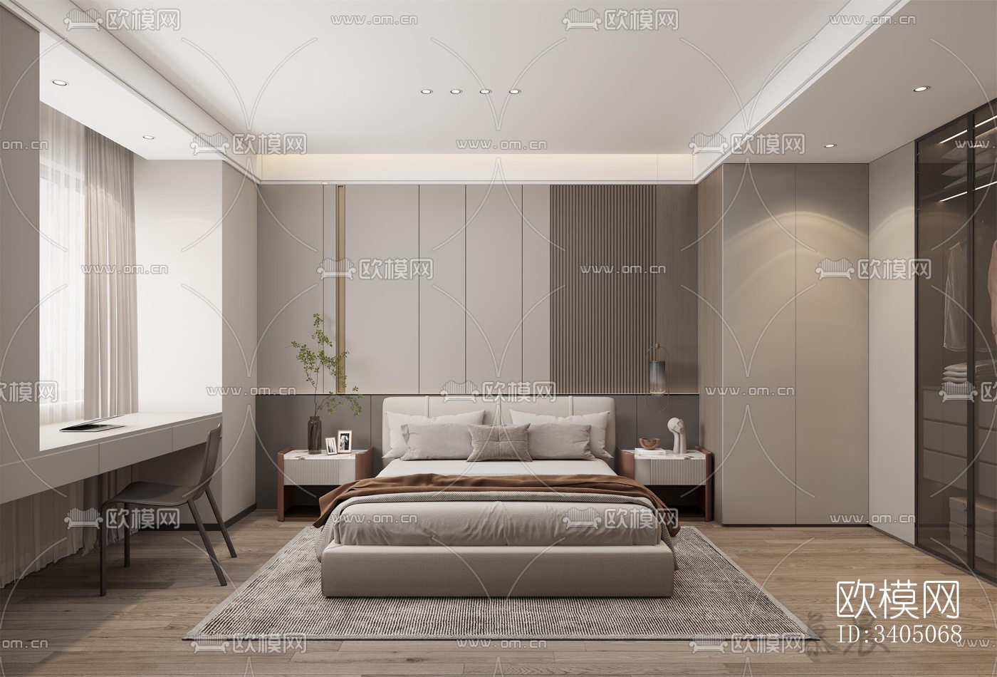 现代大平层效果图下载（渲染图5）