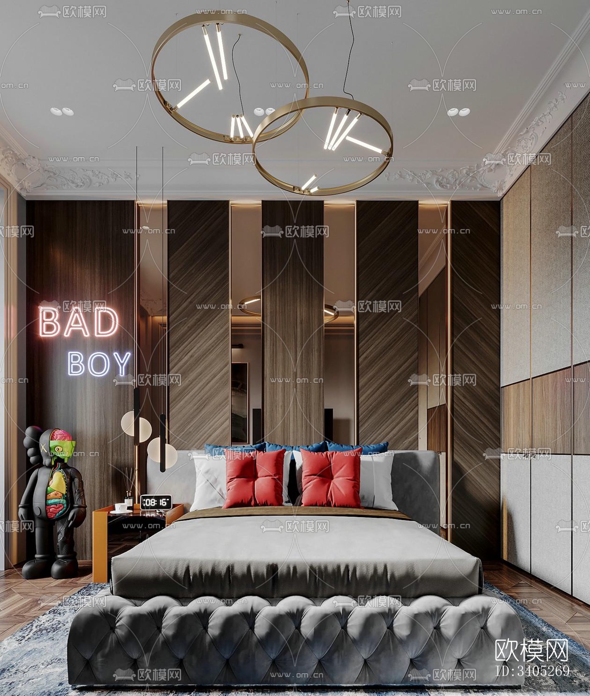 现代大平层效果图下载（渲染图2）