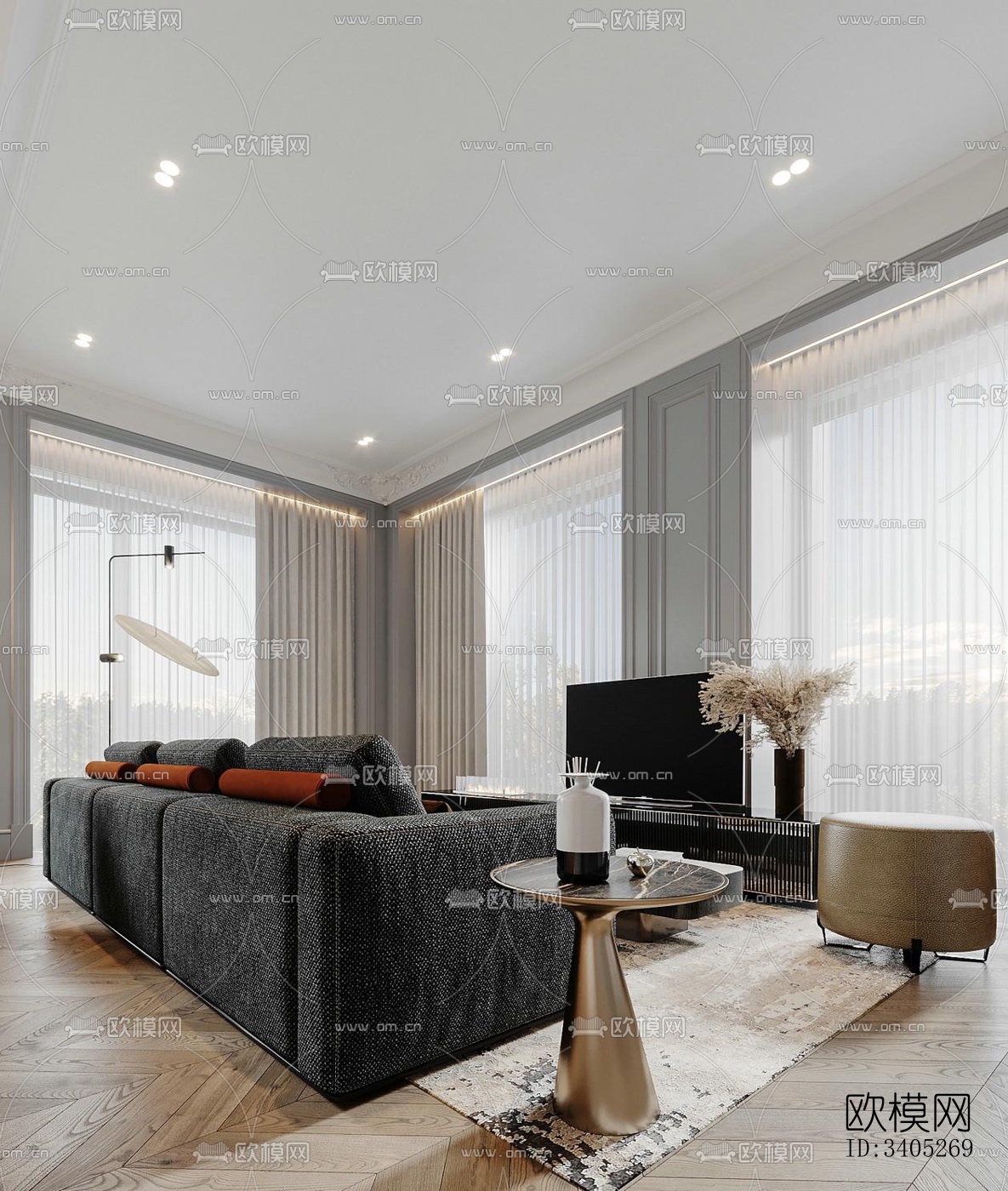 现代大平层效果图下载（渲染图17）