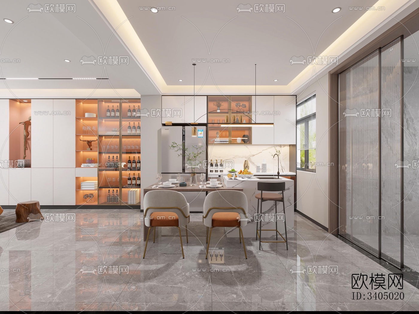 现代大平层效果图下载（渲染图6）