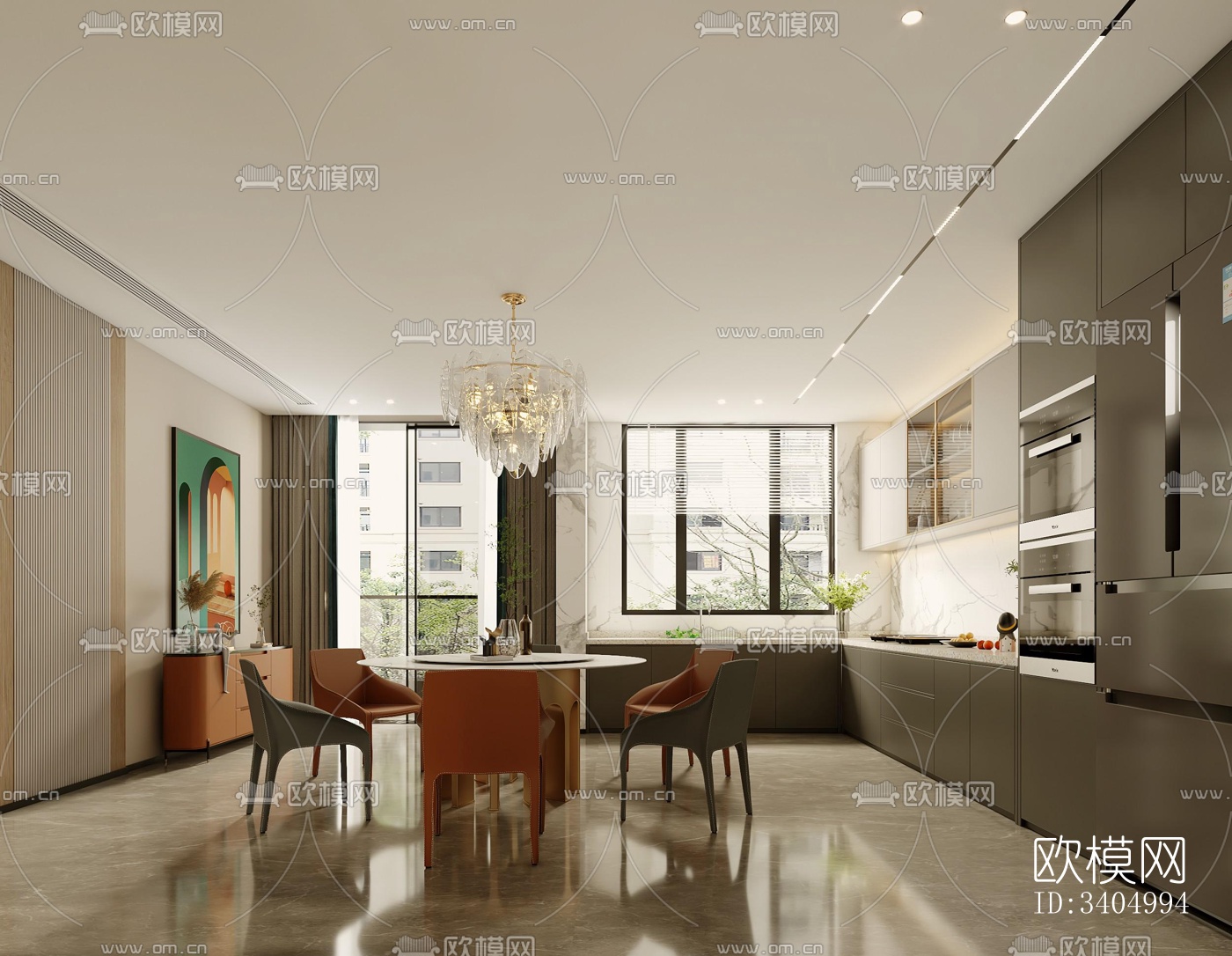 现代大平层效果图下载（渲染图8）