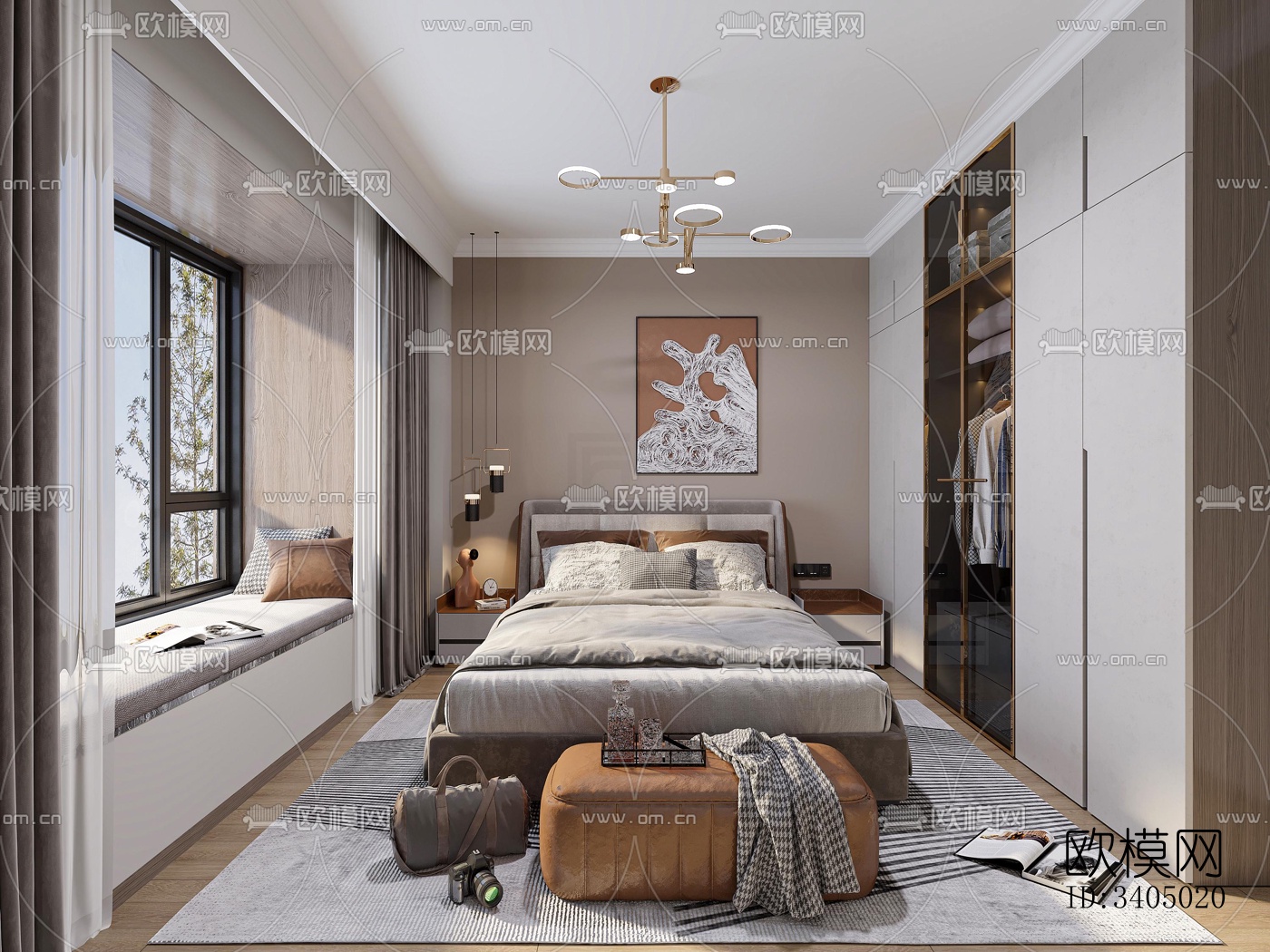 现代大平层效果图下载（渲染图8）