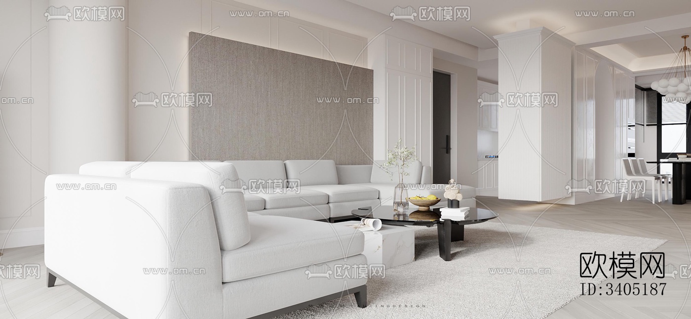 现代大平层效果图下载（渲染图10）