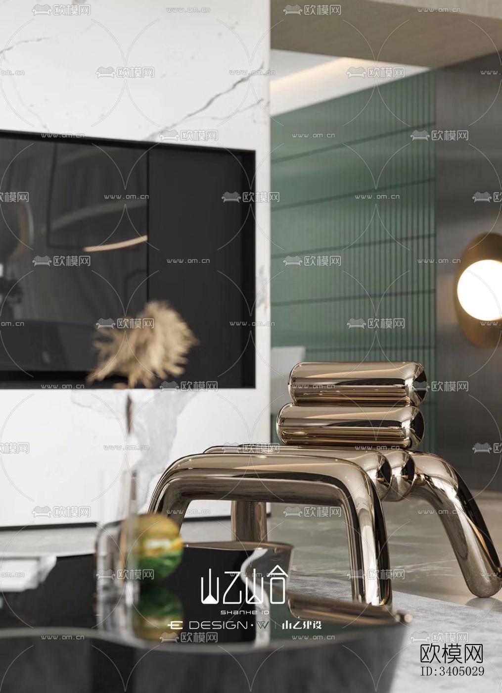 现代大平层效果图下载（渲染图7）