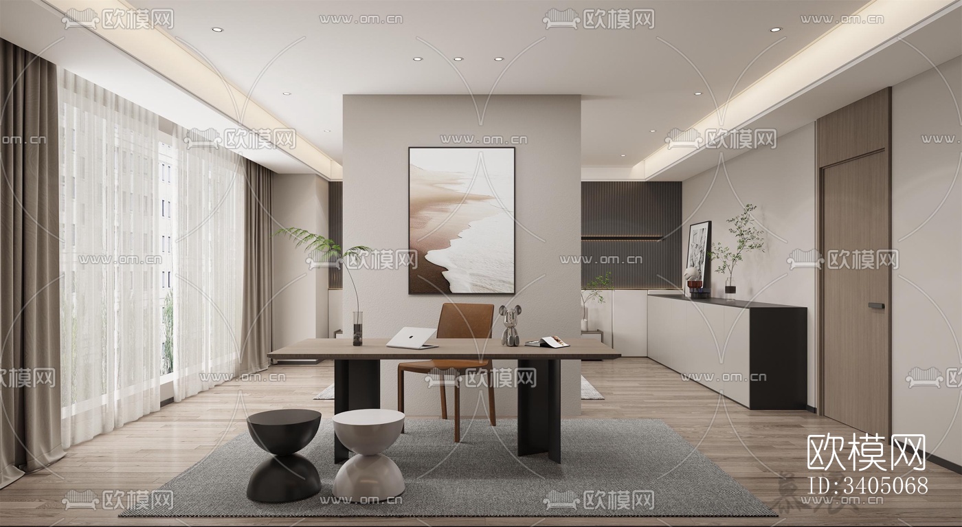 现代大平层效果图下载（渲染图2）