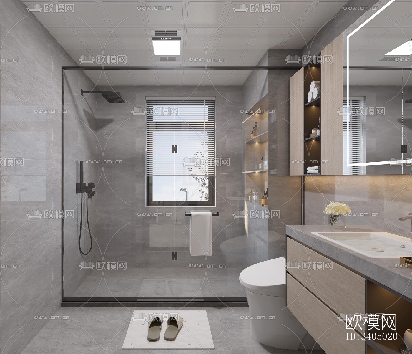 现代大平层效果图下载（渲染图12）