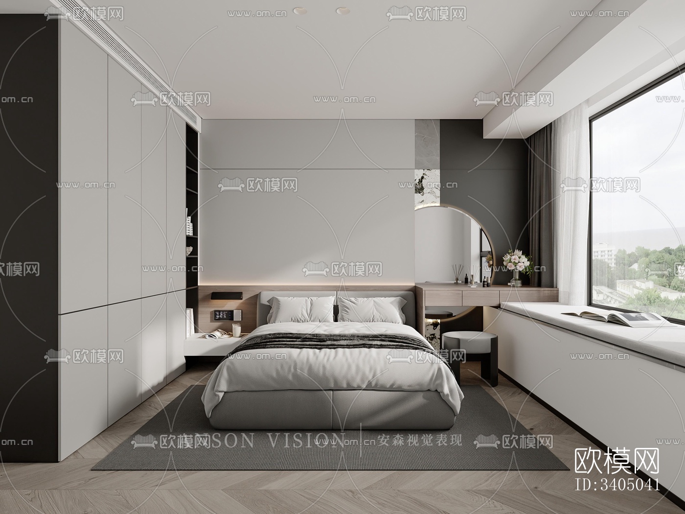 现代大平层效果图下载（渲染图14）