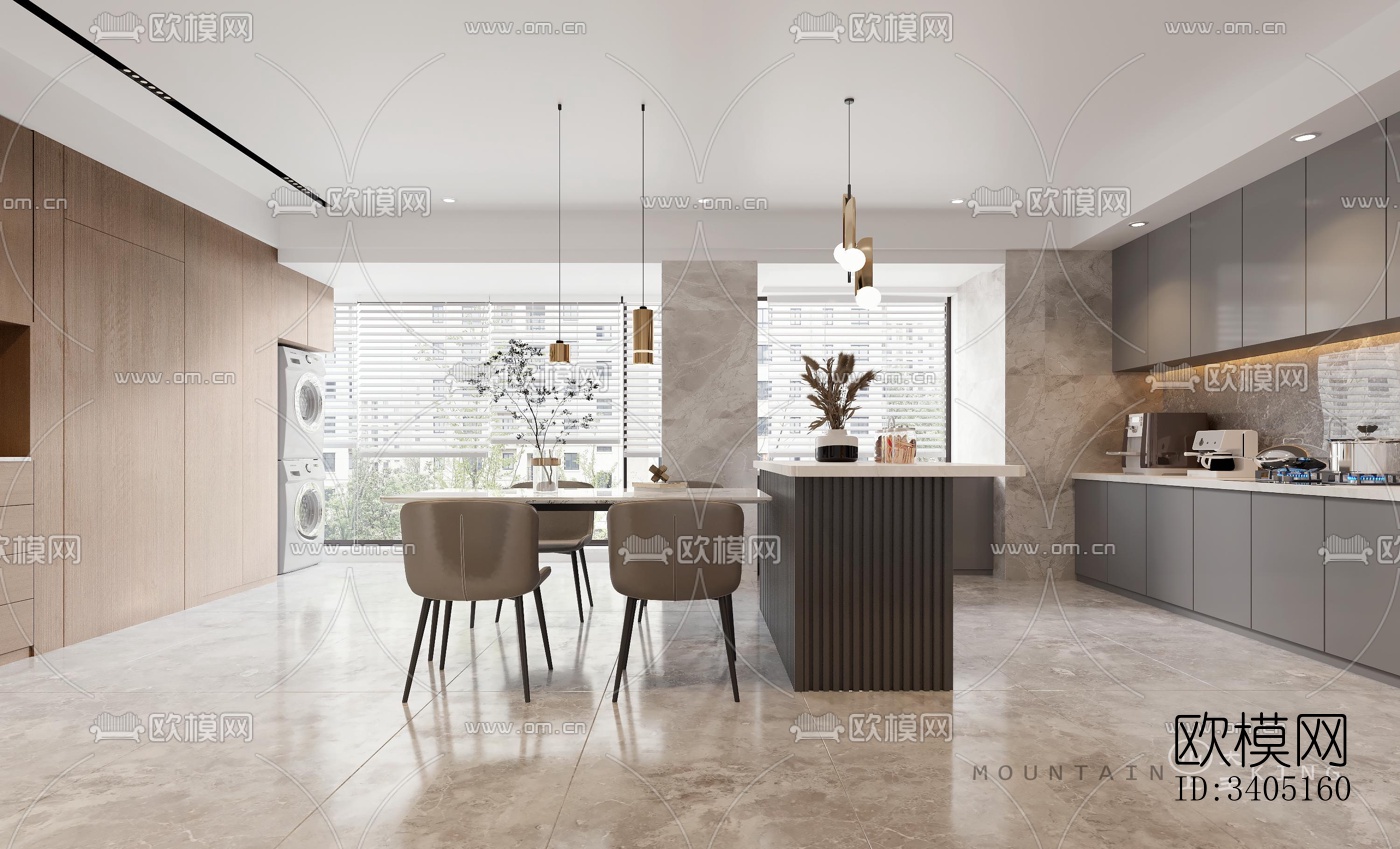 现代大平层效果图下载（渲染图10）