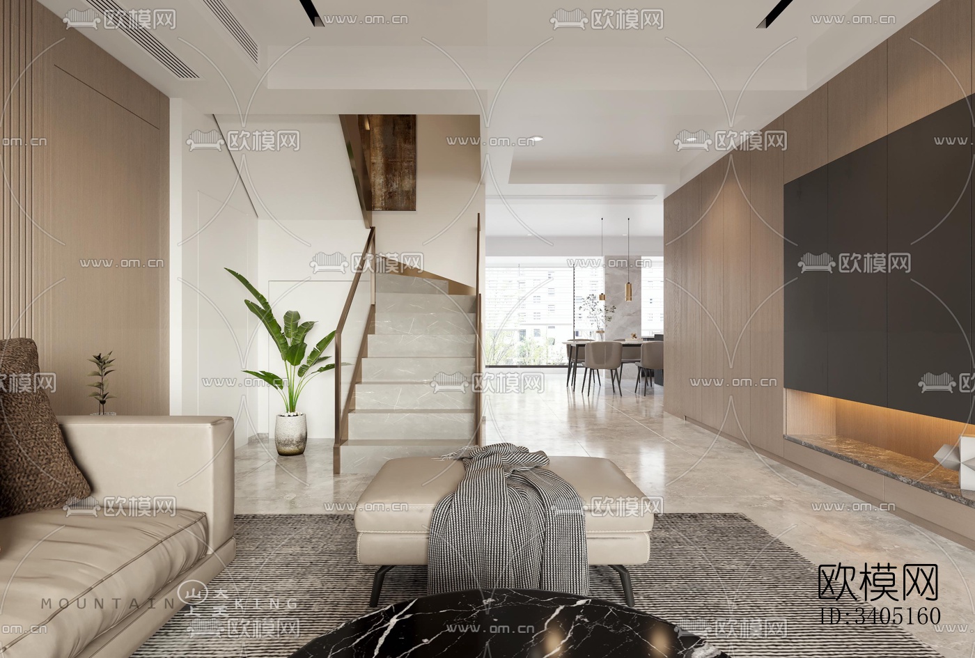 现代大平层效果图下载（渲染图8）