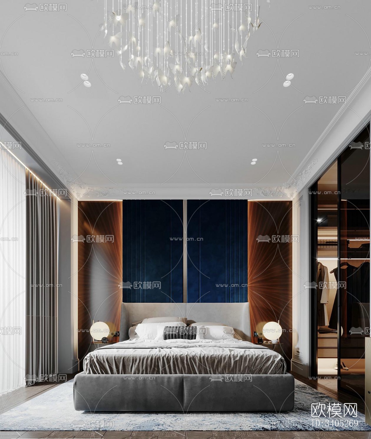 现代大平层效果图下载（渲染图9）