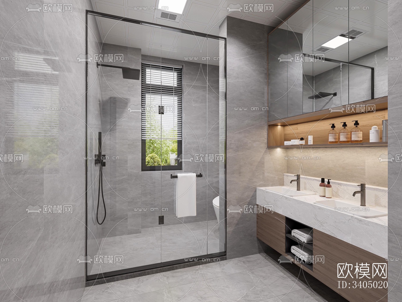 现代大平层效果图下载（渲染图1）