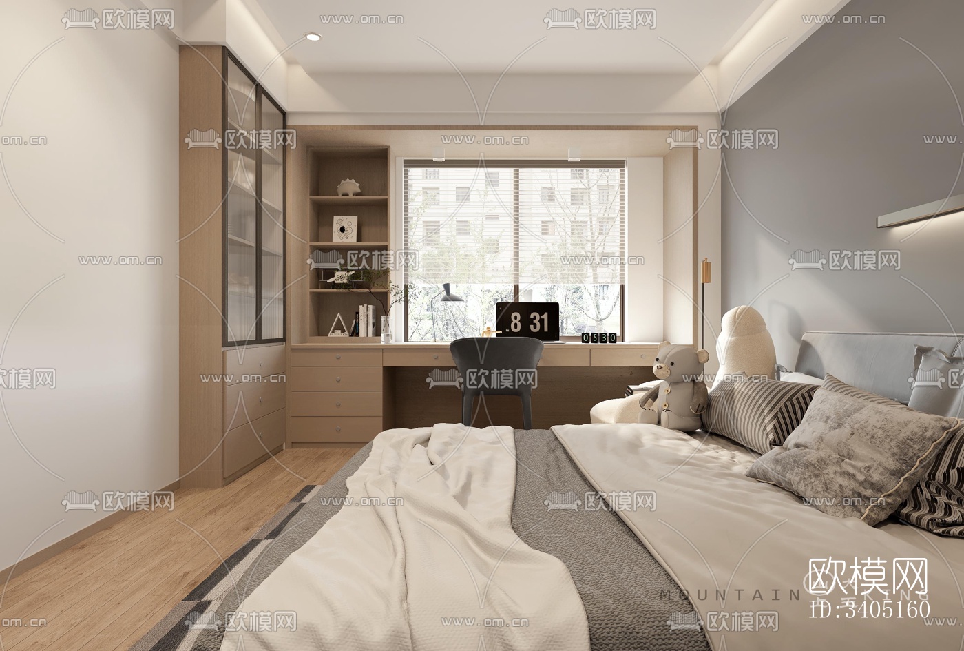 现代大平层效果图下载（渲染图3）