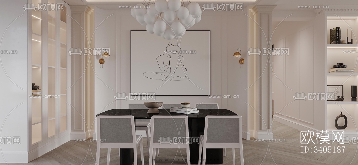 现代大平层效果图下载（渲染图12）