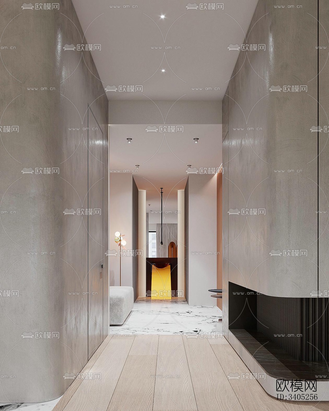 现代大平层效果图下载（渲染图3）