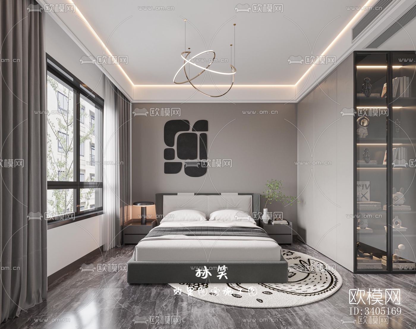 现代大平层效果图下载（渲染图3）