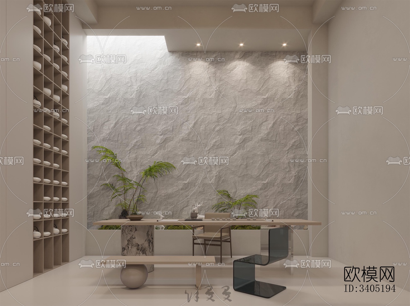 现代大平层效果图下载（渲染图6）