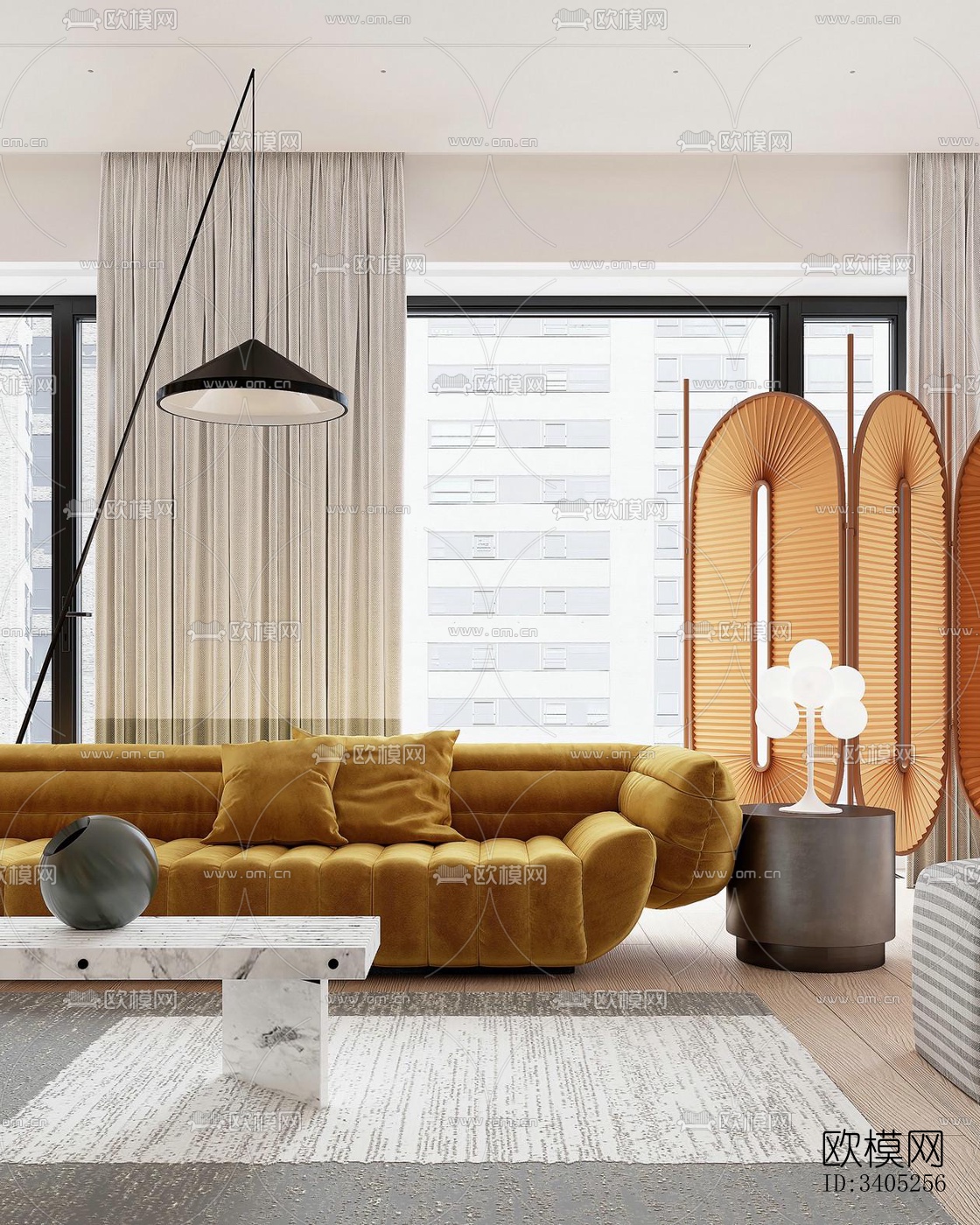 现代大平层效果图下载（渲染图18）