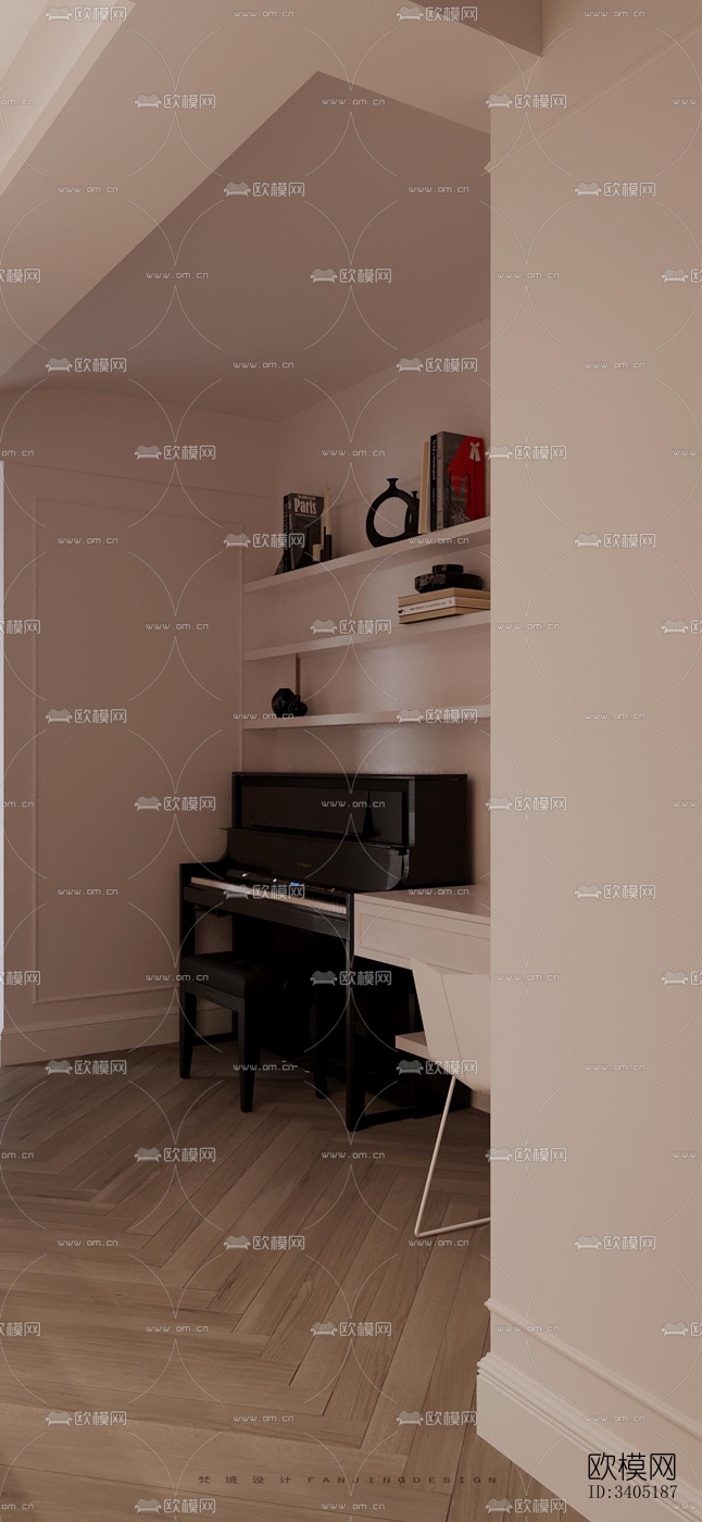 现代大平层效果图下载（渲染图16）