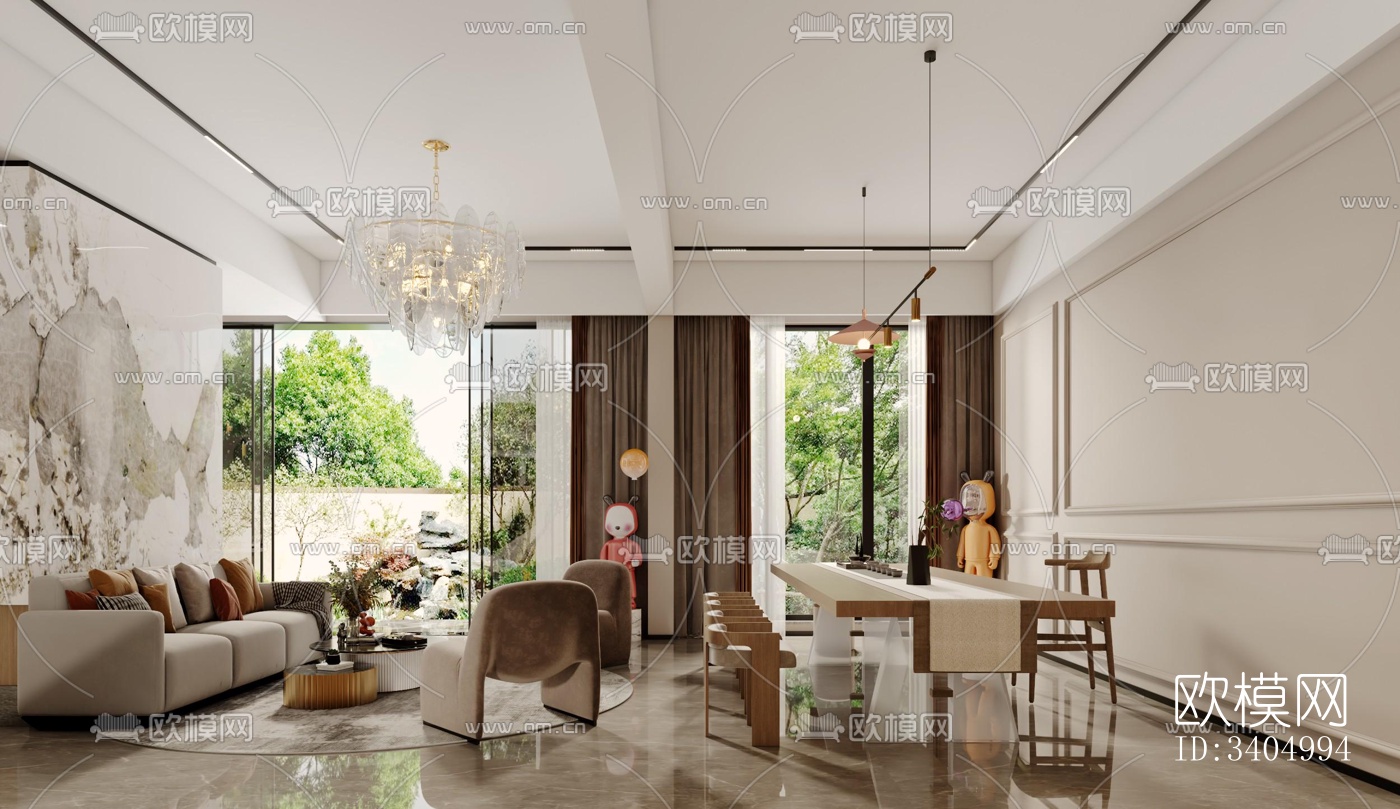 现代大平层效果图下载（渲染图7）