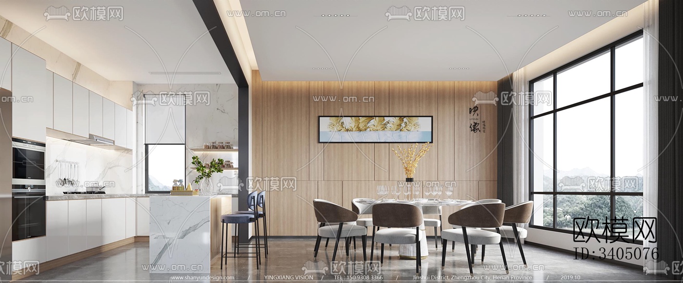 现代大平层效果图下载（渲染图4）