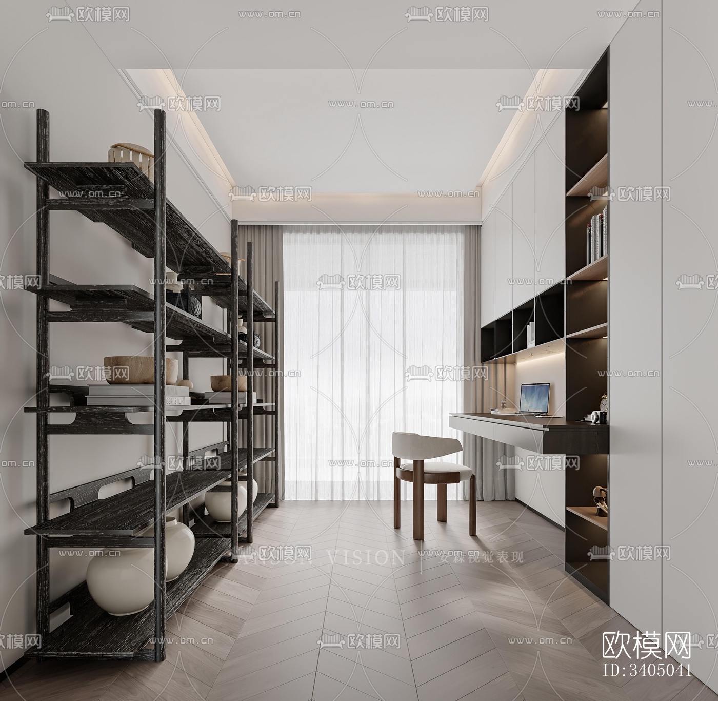 现代大平层效果图下载（渲染图2）