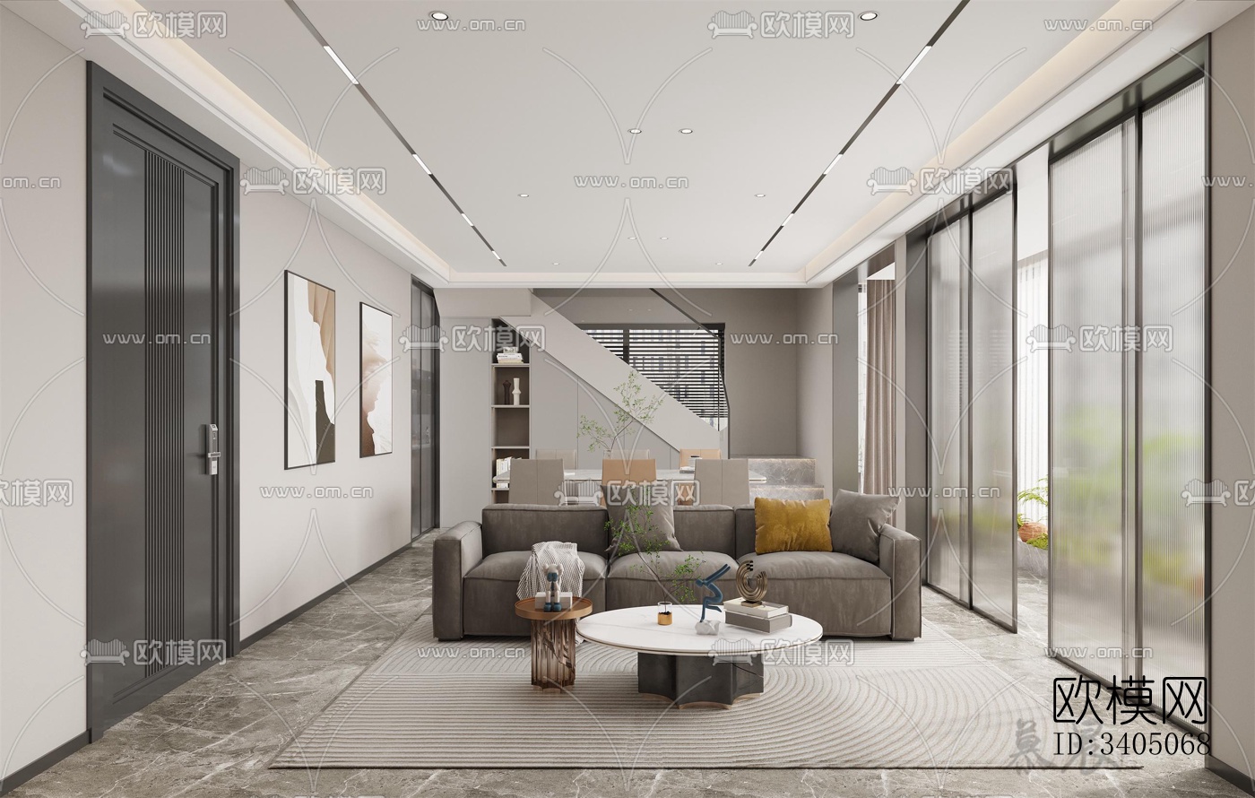 现代大平层效果图下载（渲染图3）