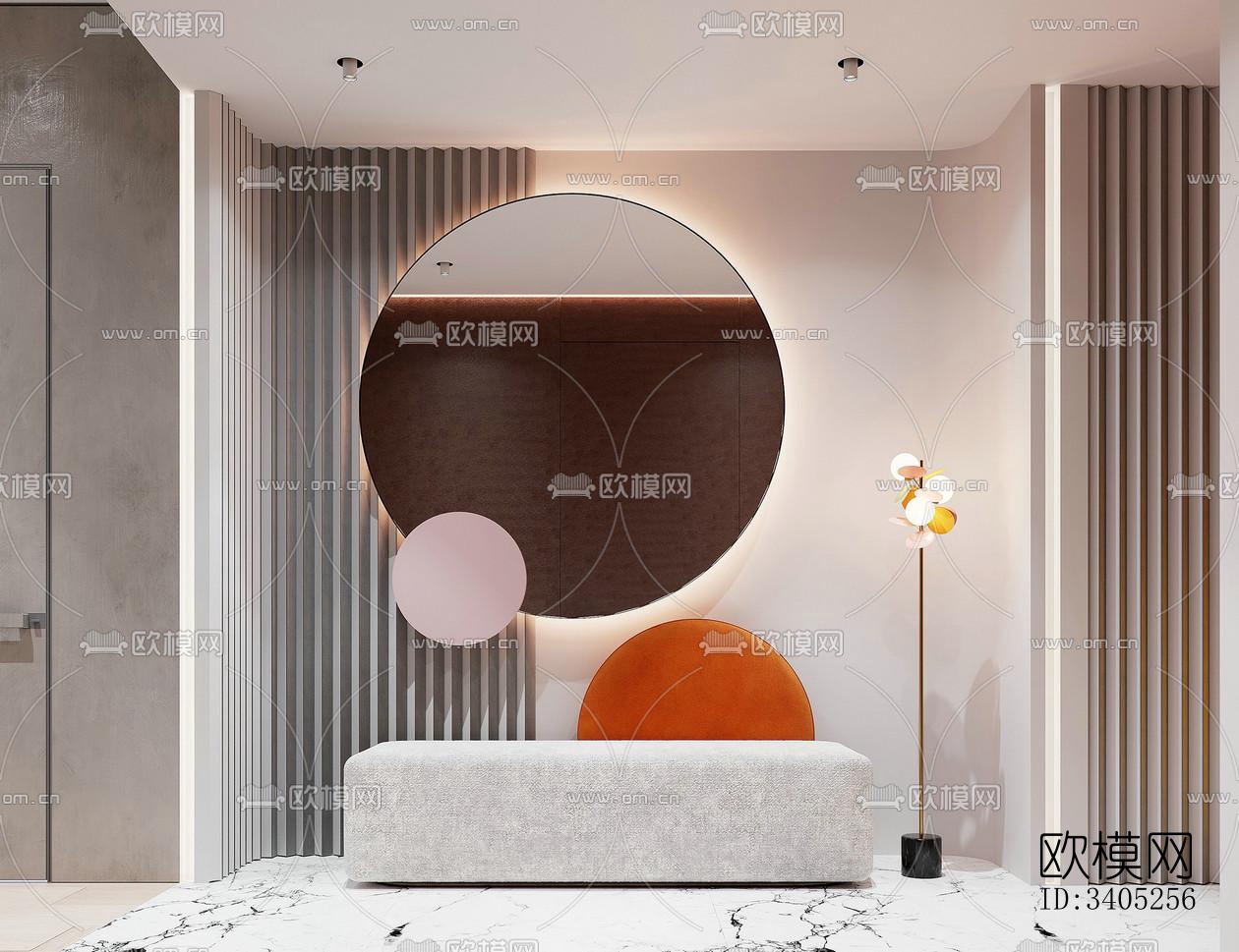 现代大平层效果图下载（渲染图1）