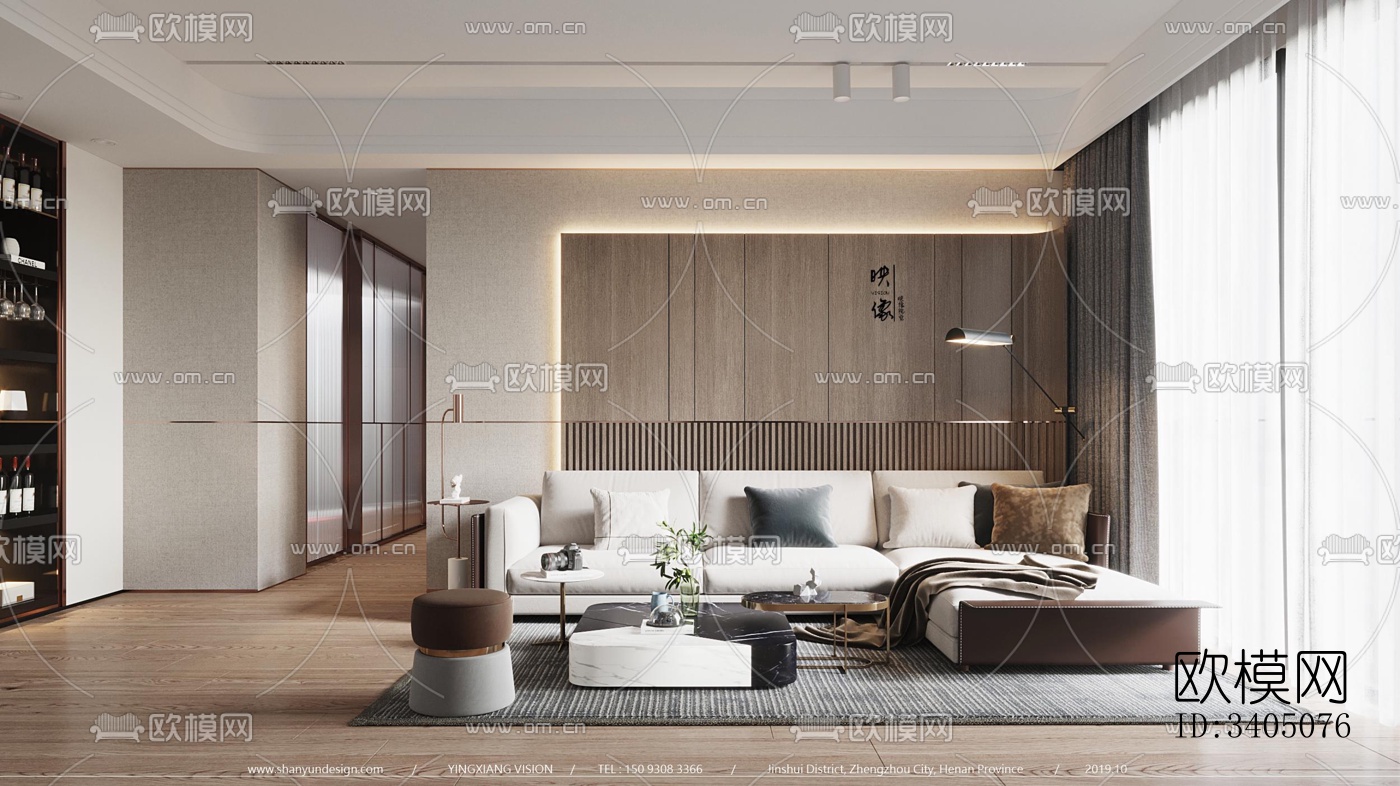 现代大平层效果图下载（渲染图10）