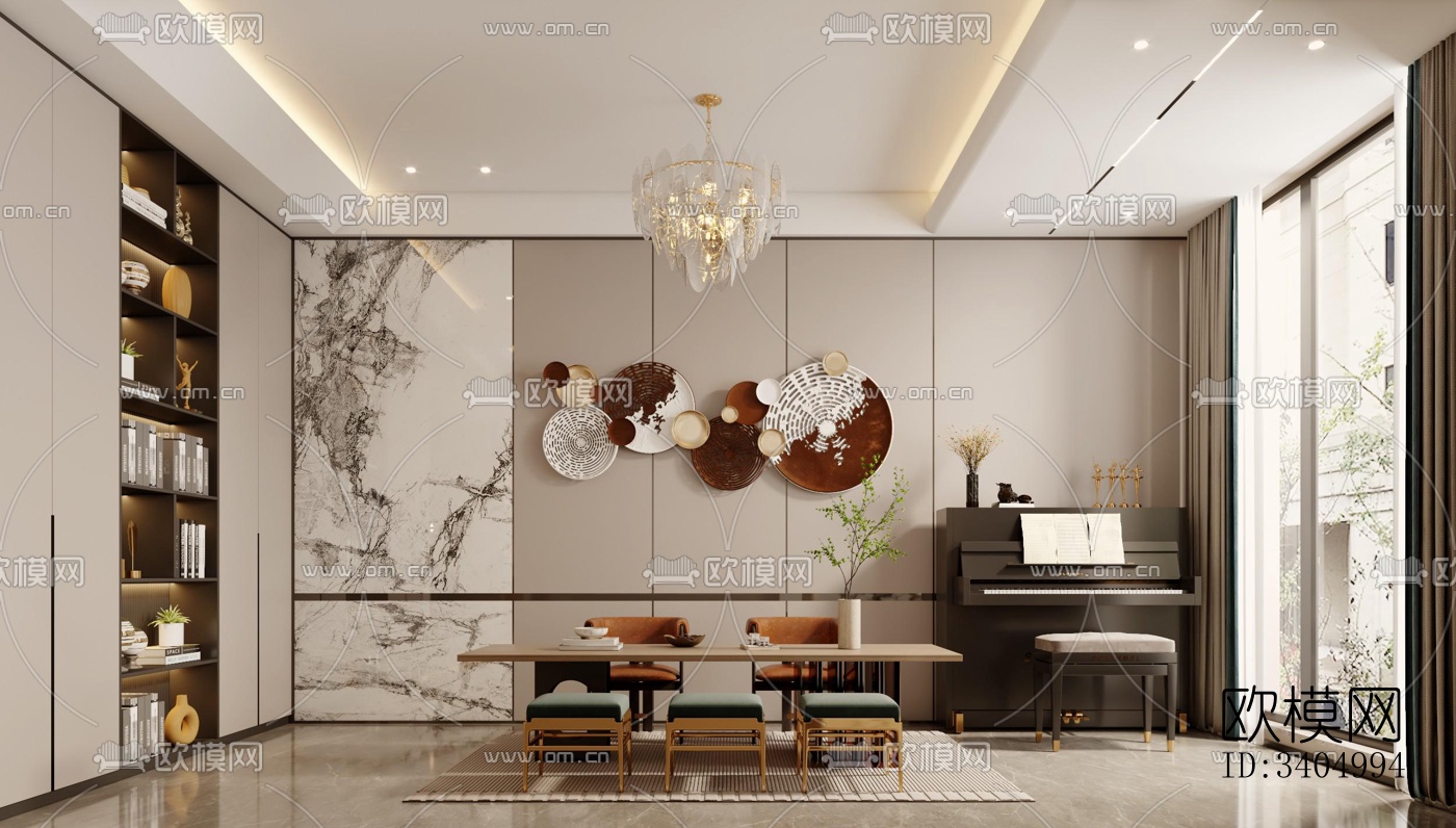 现代大平层效果图下载（渲染图10）