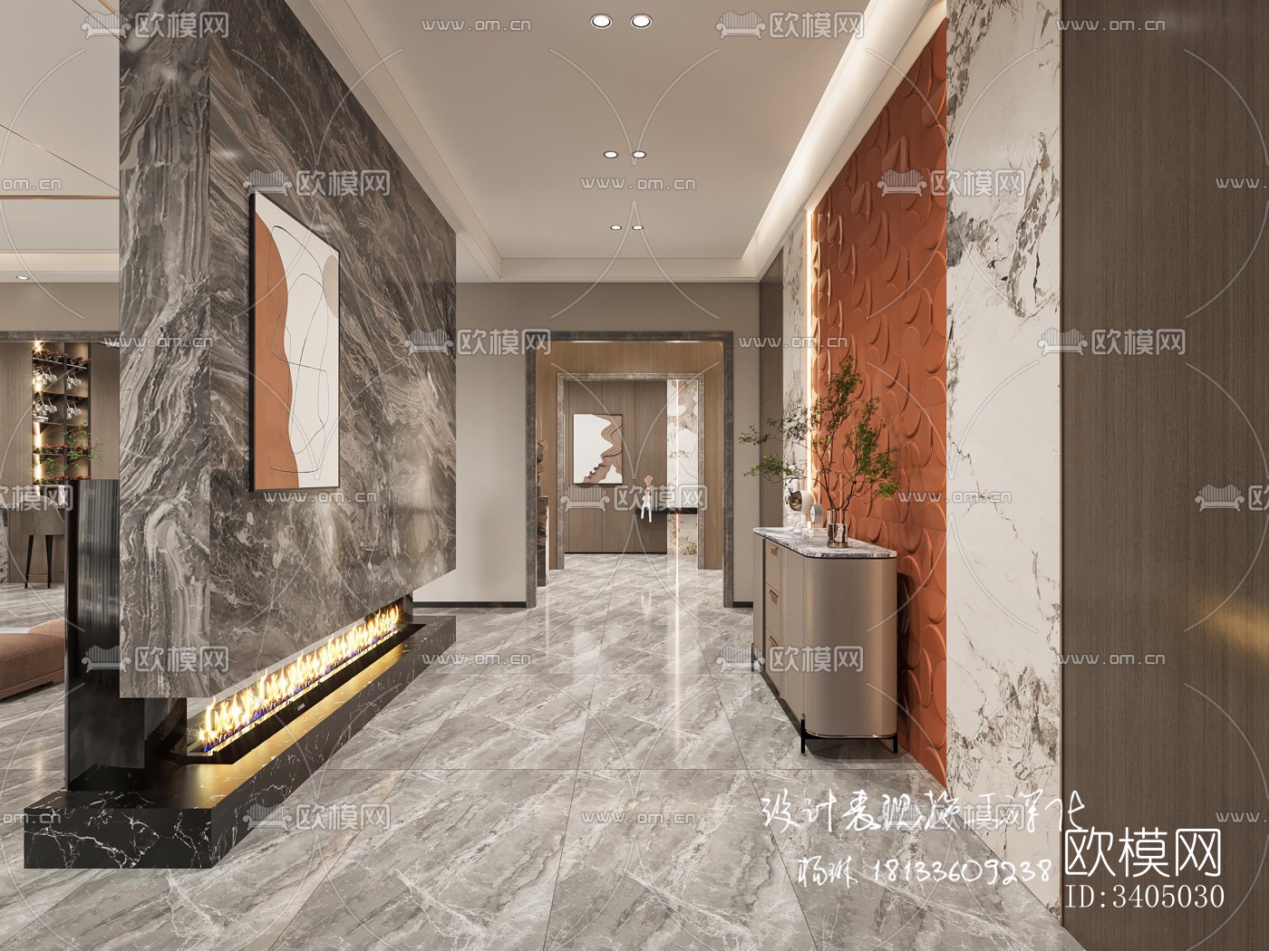 现代大平层效果图下载（渲染图7）