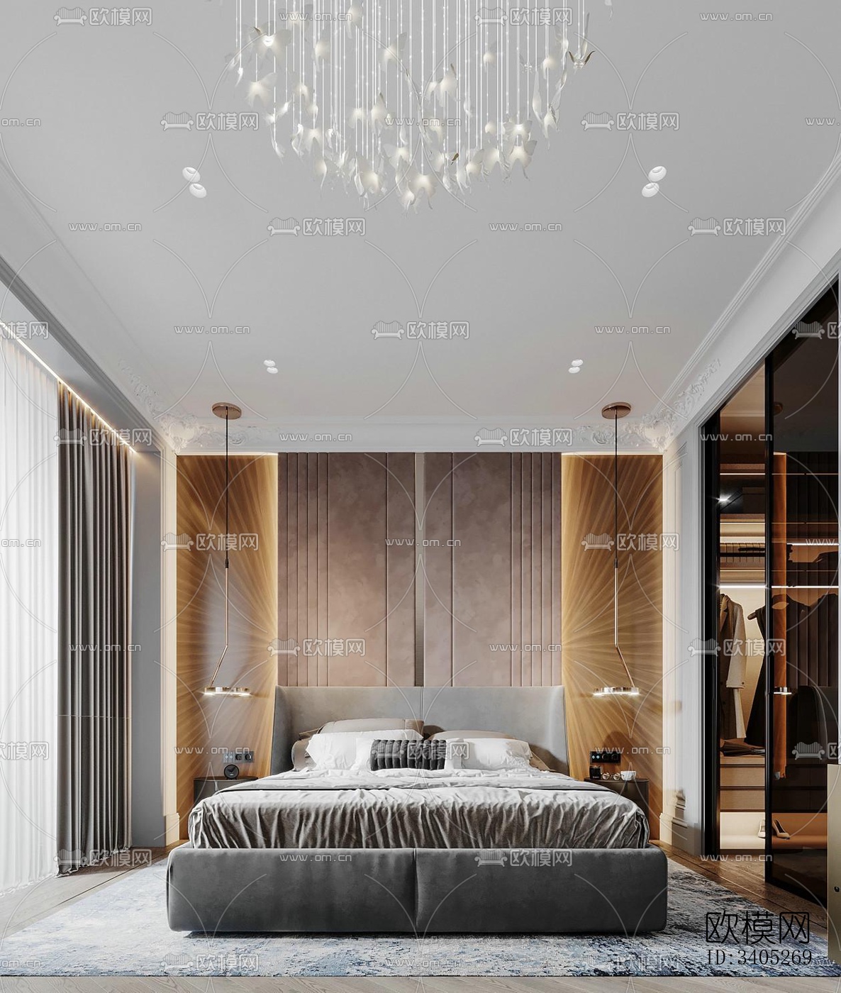 现代大平层效果图下载（渲染图18）