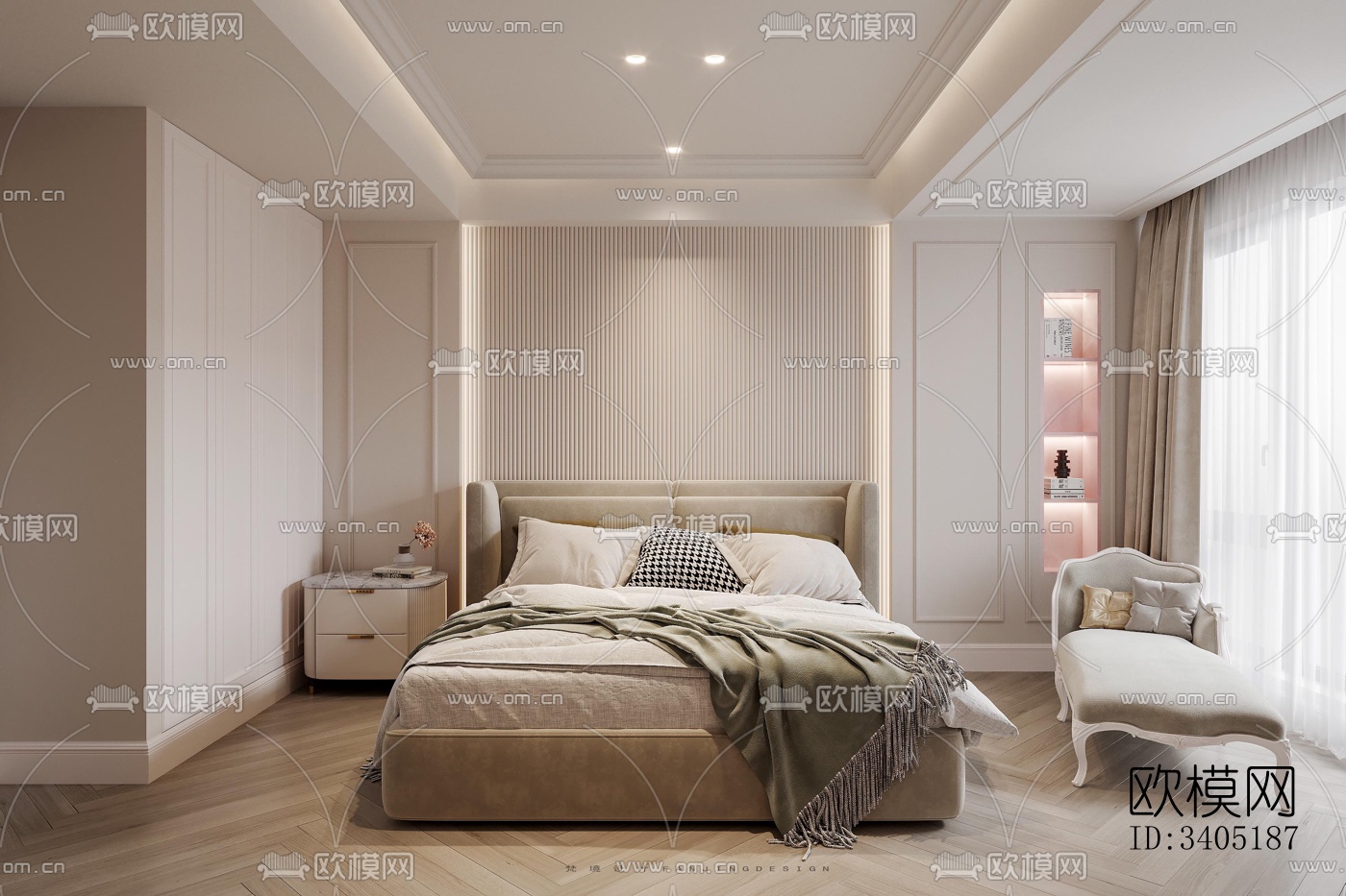 现代大平层效果图下载（渲染图3）