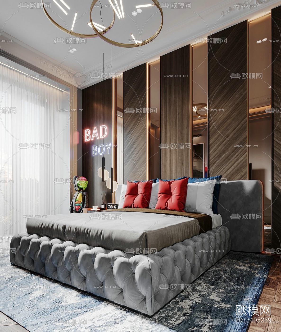 现代大平层效果图下载（渲染图3）