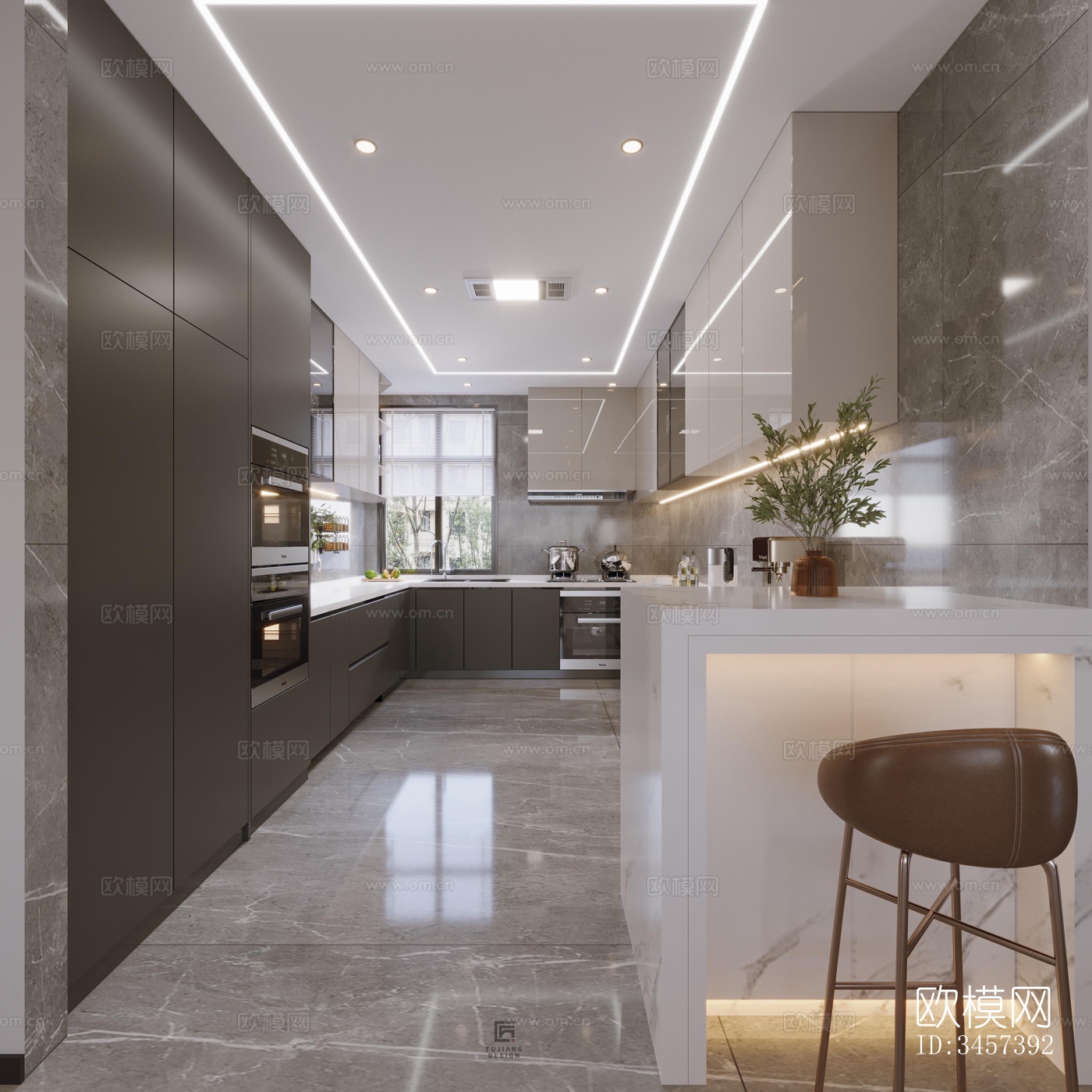 现代大平层效果图下载（渲染图6）