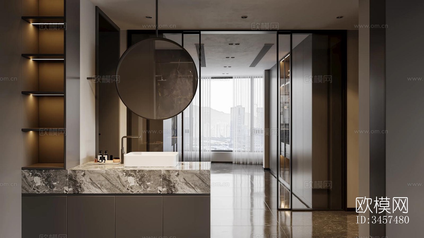 现代大平层效果图下载（渲染图2）