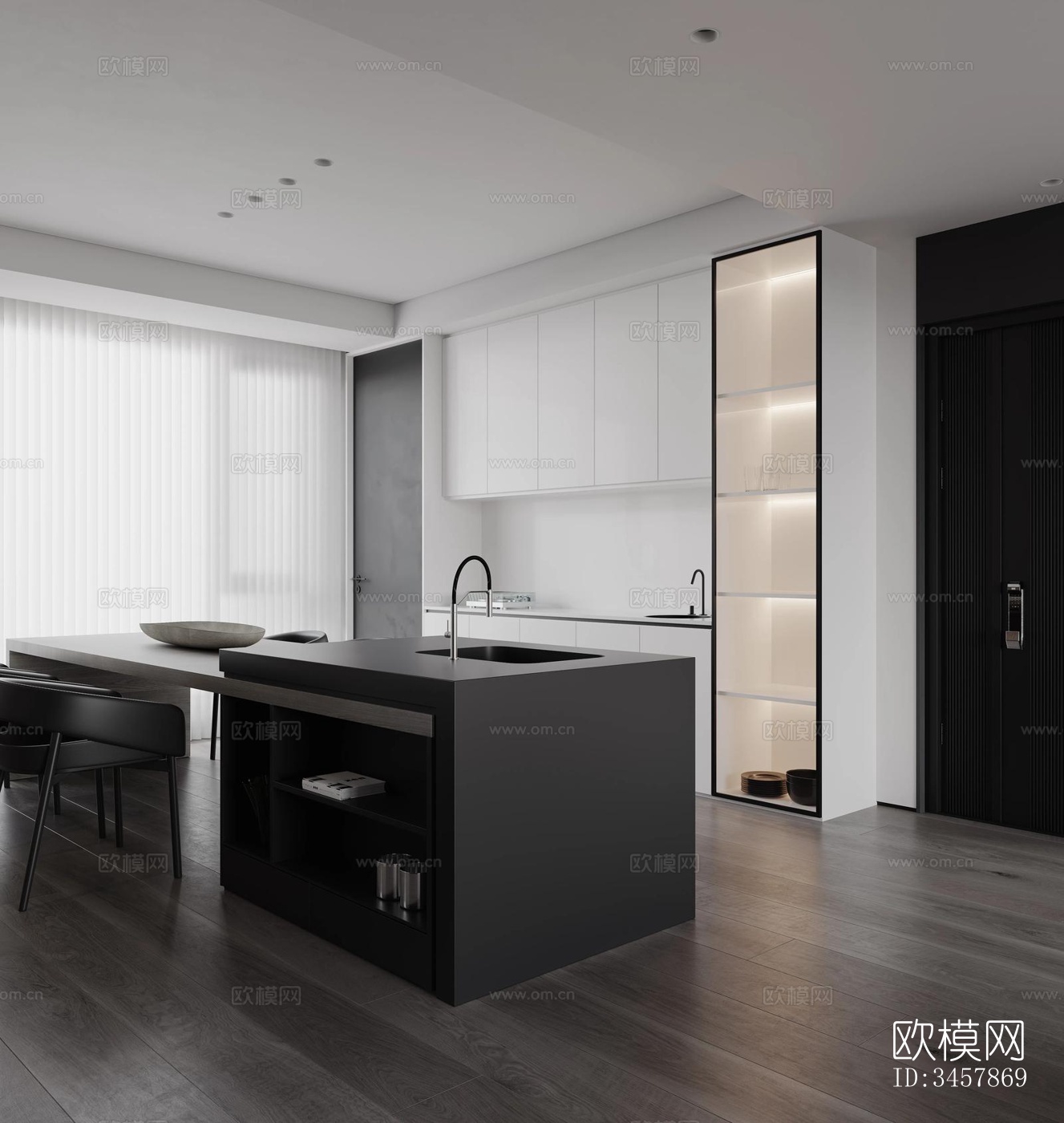 现代大平层效果图下载（渲染图13）