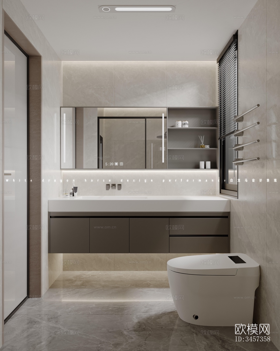 现代大平层效果图下载（渲染图1）