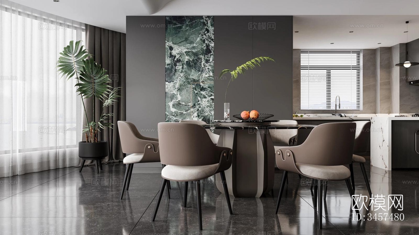 现代大平层效果图下载（渲染图15）