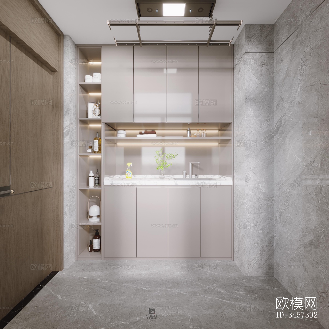 现代大平层效果图下载（渲染图2）