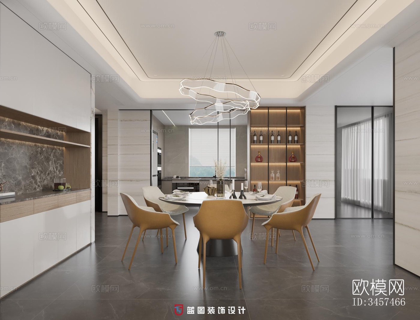 现代大平层效果图下载（渲染图10）