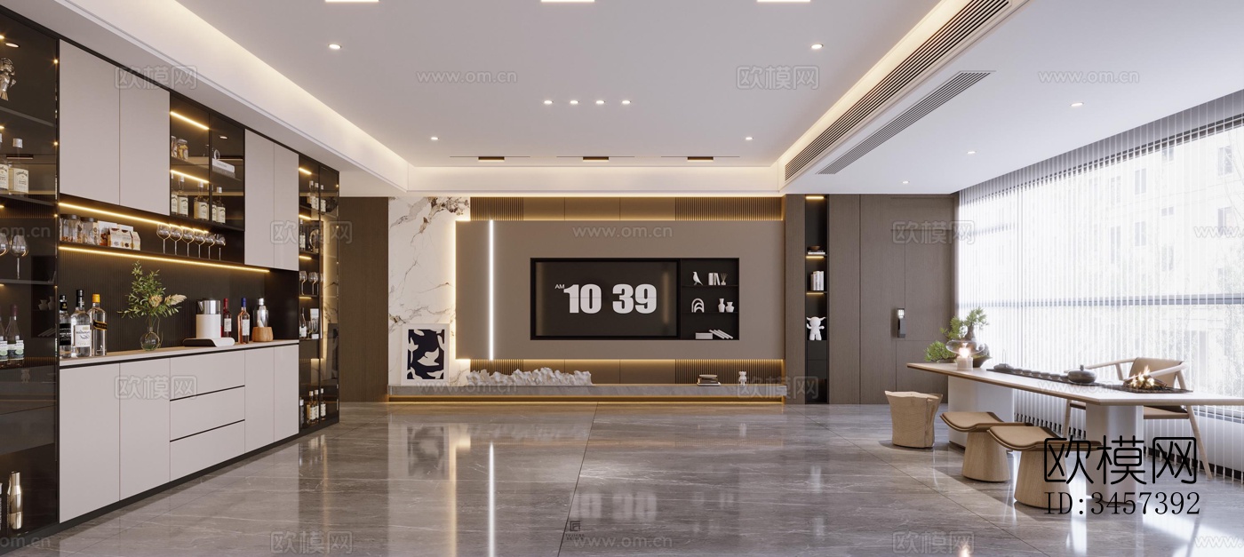 现代大平层效果图下载（渲染图11）