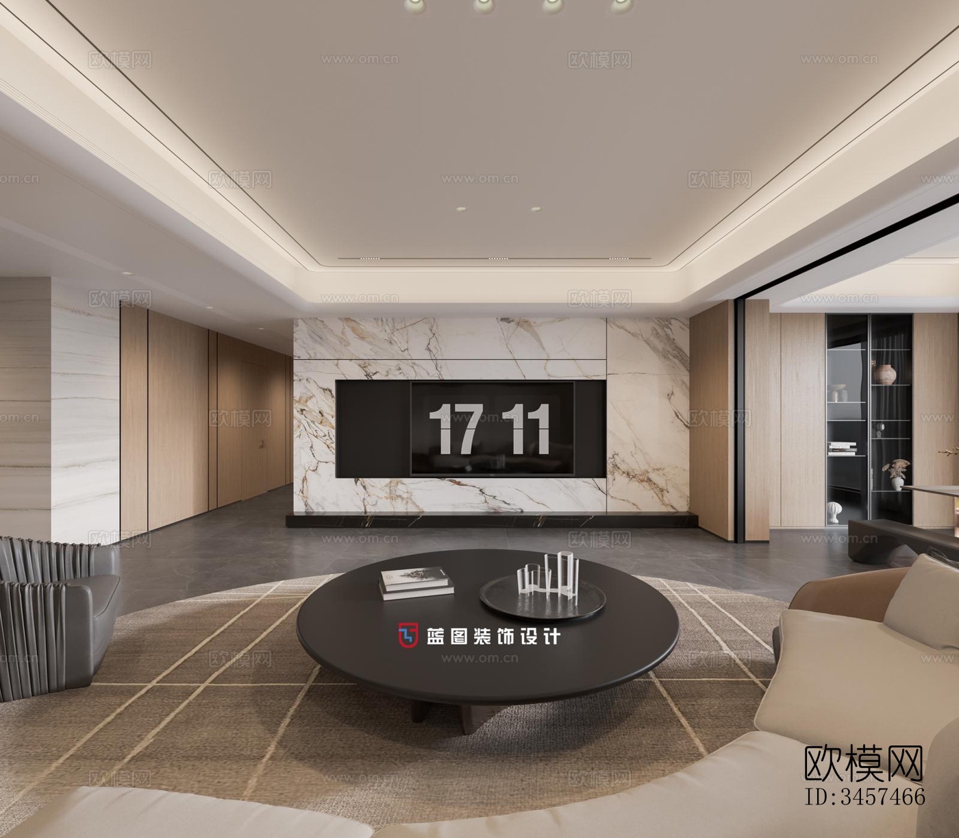 现代大平层效果图下载（渲染图12）