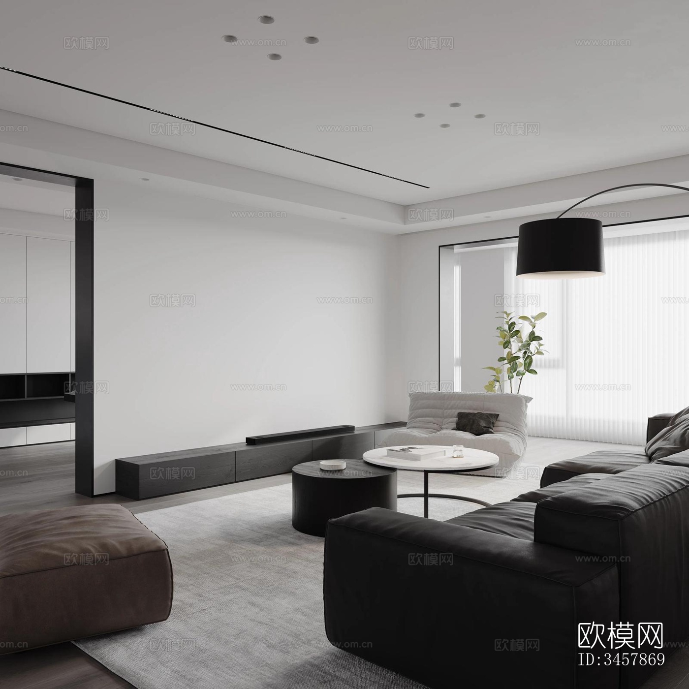 现代大平层效果图下载（渲染图5）